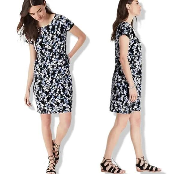 J Jill Dress Womens Small Petite Black Floral Wearever Collection Stretch Pocket - Picture 1 of 15
